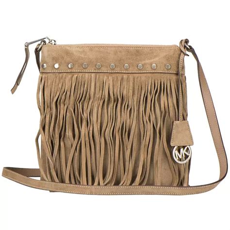 Michael Kors Gray Cinder Suede Billy Fringe Messenger Bag 